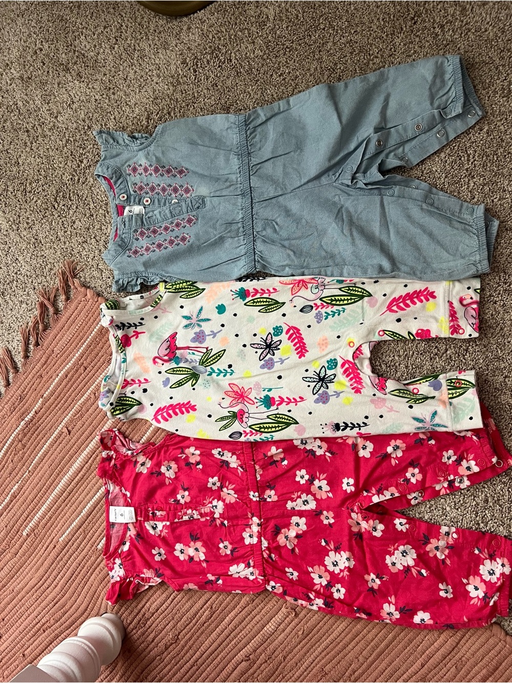Cat & Jack Pink Floral Pull-On Jumpsuit with Ruffle Shoulders